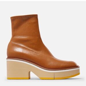 Women's Tan Leather Platform Ankle Boot